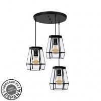 Distribuidor - Lâmpadas Diversas | Lâmpadas Modernas | PLAFON GUIA 3XE27 NEGRO REGX42X42 CM Ref: 221093009